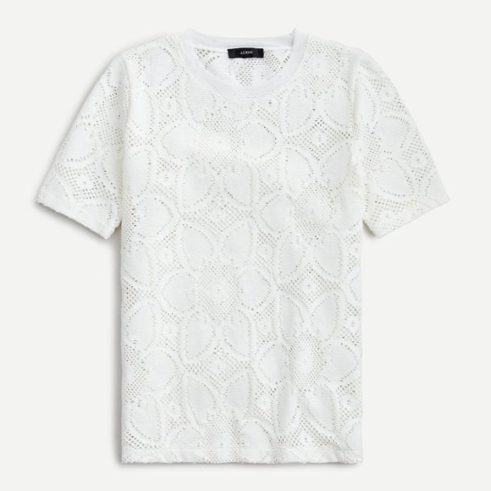 J.Crew Short Sleeve Crewneck Netted Stretch Lace Top